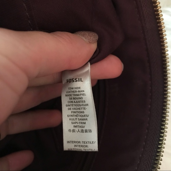 Fossil Burgundy Leather Purse with Brown Strap - Picture 8 of 9